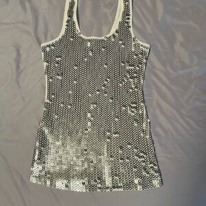 Express white -silver Sequin Tank Top XS